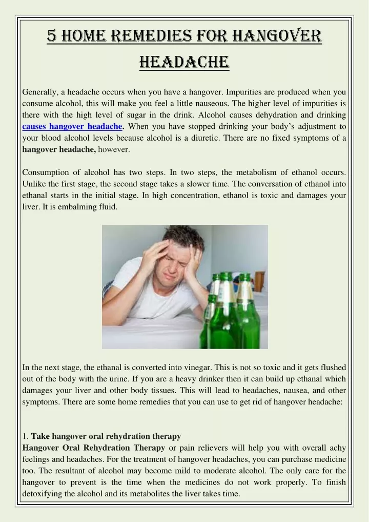 5 home remedies for hangover headache