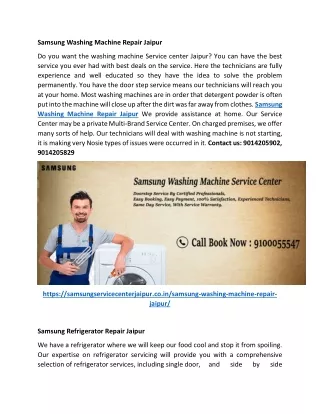 Samsung Washing Machine Repair Jaipur
