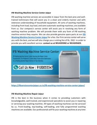 ifb washing machine service center jaipur