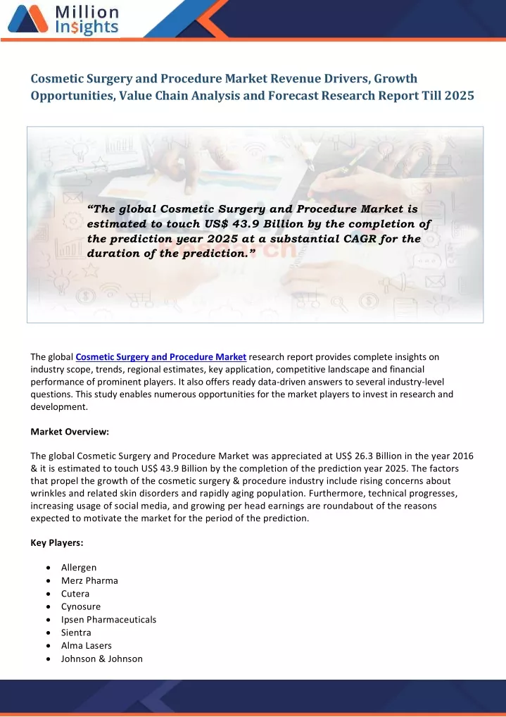 cosmetic surgery and procedure market revenue