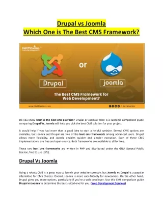 Drupal Or Joomla - Which One is The Best CMS Framework?