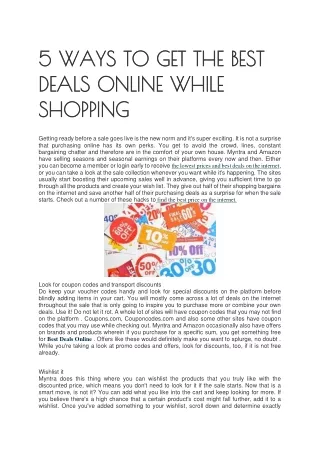Top 5 WAYS TO GET THE BEST DEALS ONLINE WHILE SHOPPING