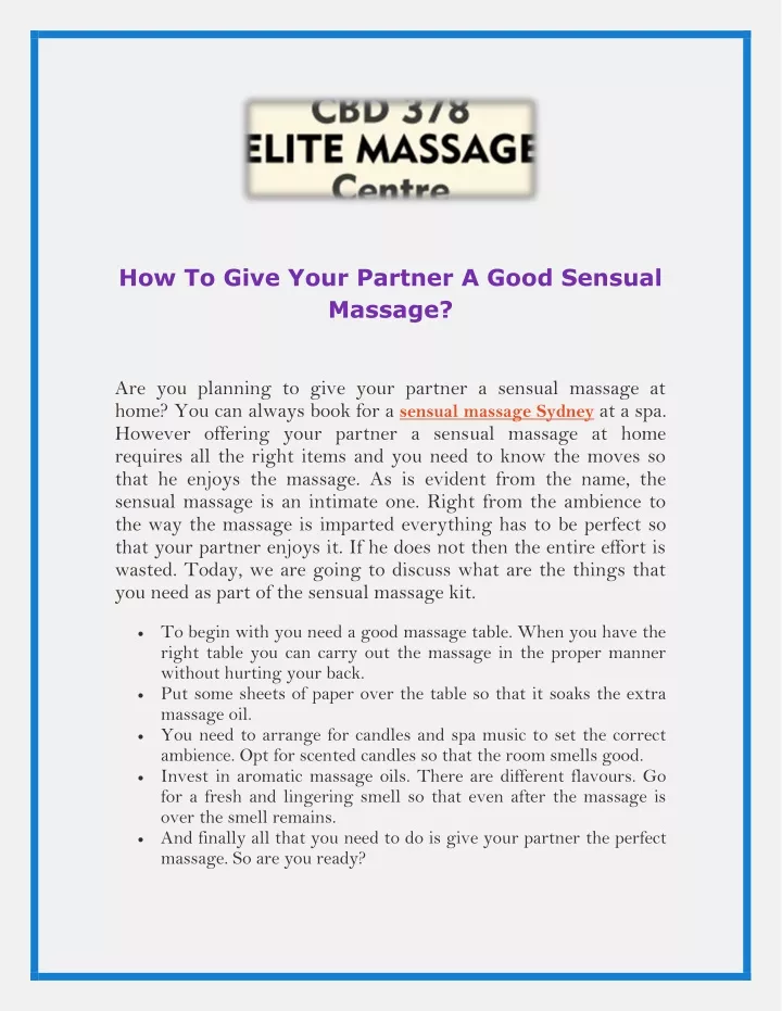 how to give your partner a good sensual massage