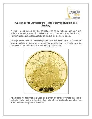 guidance for contributors the study of numismatic