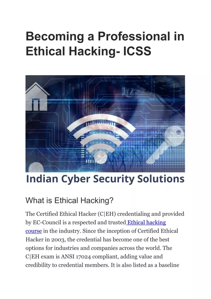becoming a professional in ethical hacking icss