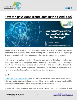how can physicians secure data in the digital age