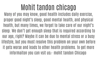 mohit tandon chicago