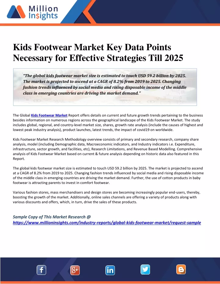 kids footwear market key data points necessary