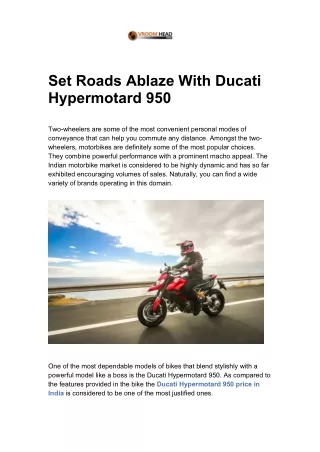 Set Roads Ablaze With Ducati Hypermotard 950