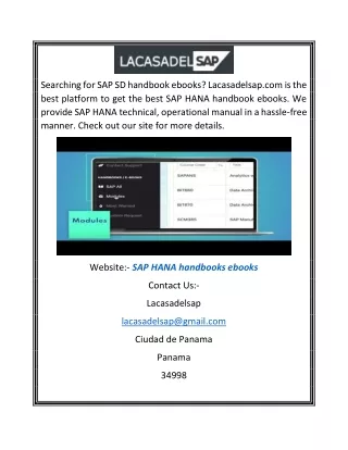 SAP HANA handbooks ebooks | Lacasadelsap.com