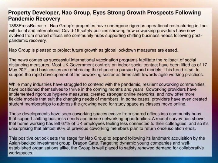 property developer nao group eyes strong growth