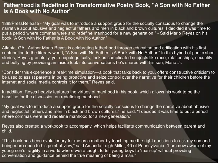 fatherhood is redefined in transformative poetry