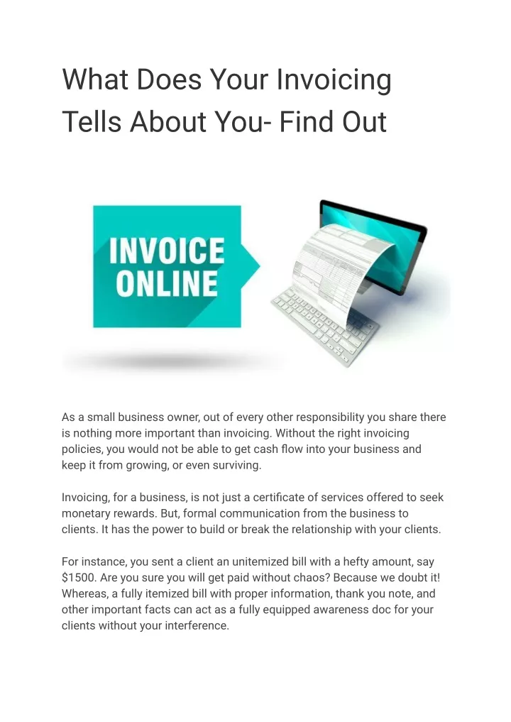 what does your invoicing tells about you find out