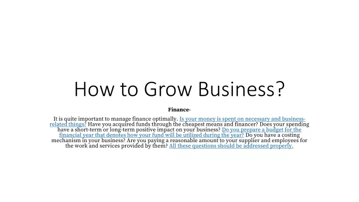 how to grow business