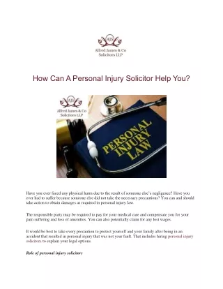 How Can A Personal Injury Solicitor Help You