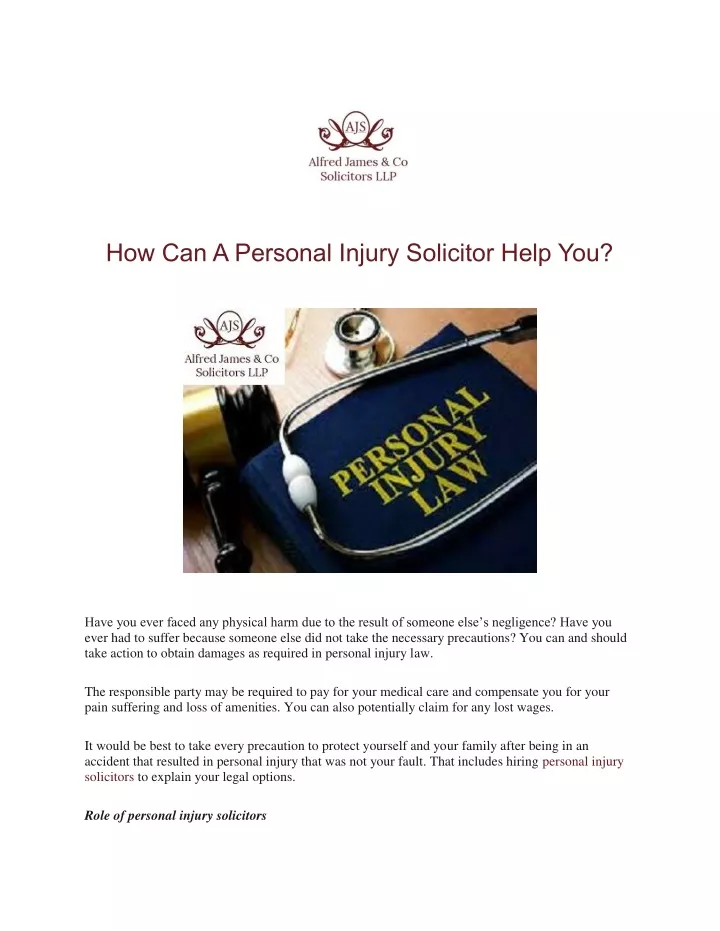 how can a personal injury solicitor help you