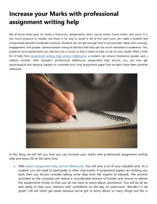 Increase Your Marks With Professional Assignment Writing Help