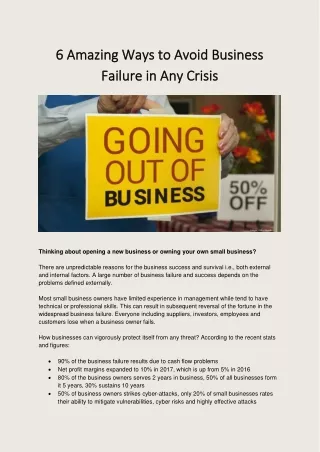 6 Amazing Ways to Avoid Business Failure in Any Crisis
