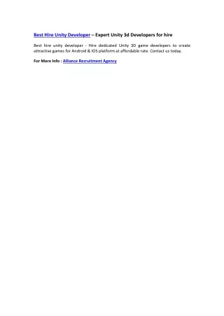 best hire unity developer expert unity