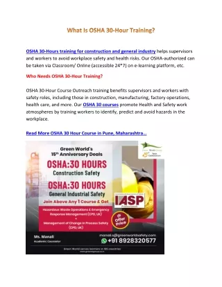 osha 30 hours training for construction
