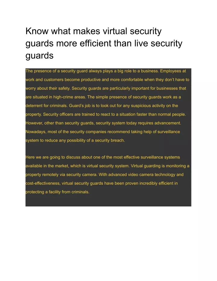 know what makes virtual security guards more