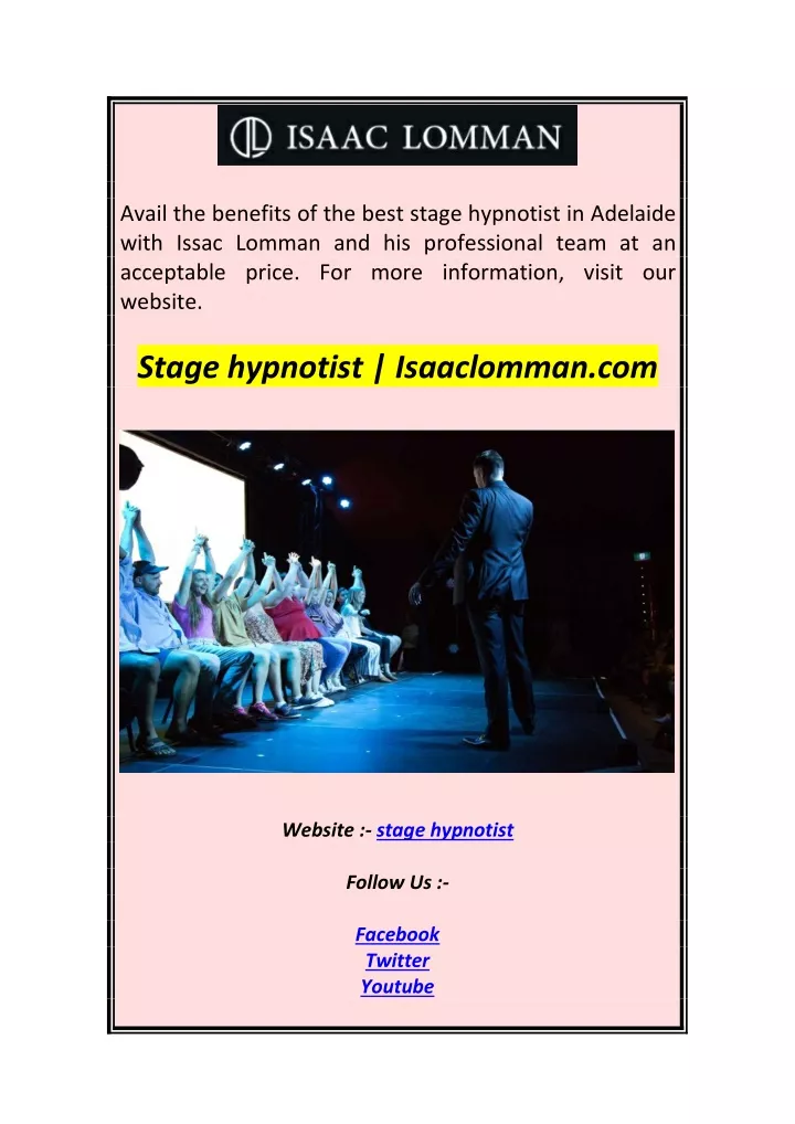 Ppt Stage Hypnotist Isaaclomman 1 Powerpoint Presentation Free