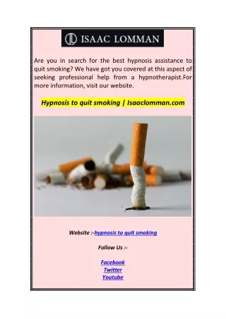 Hypnosis to quit smoking  Isaaclomman.com