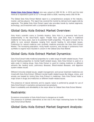 global gotu kola extract market size was valued
