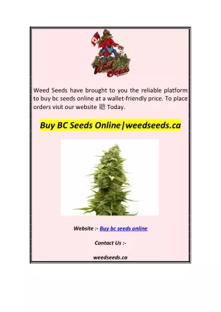 Buy BC Seeds Onlineweedseeds.ca