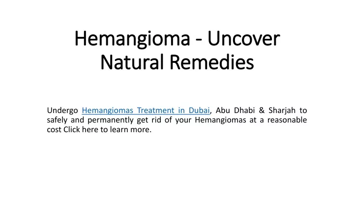 hemangioma uncover natural remedies