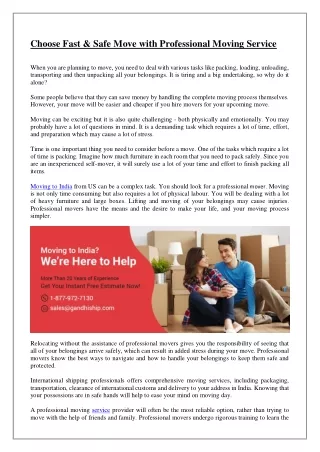 choose fast safe move with professional moving