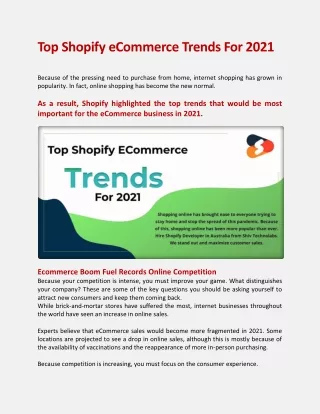 Top Shopify ECommerce Trends For 2021