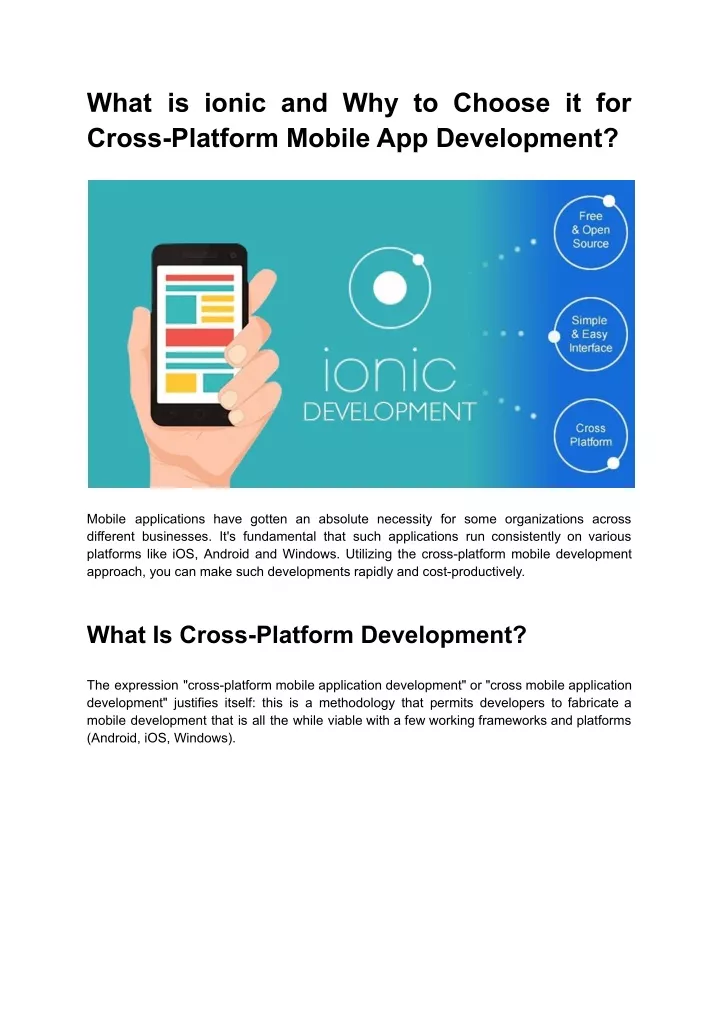 what is ionic and why to choose it for cross
