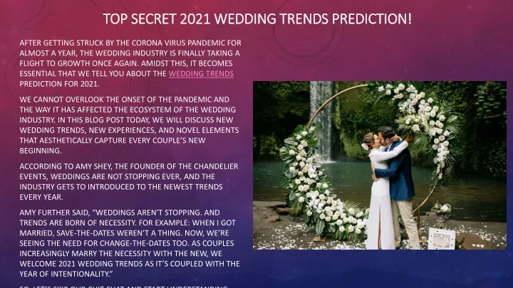 top secret 2021 wedding trends prediction