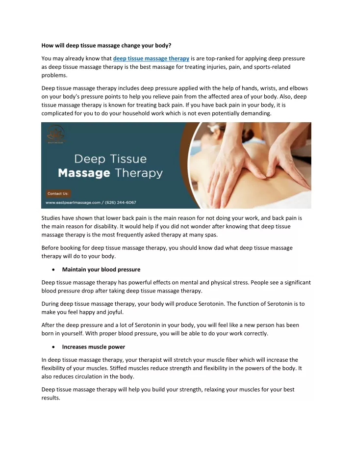 how will deep tissue massage change your body