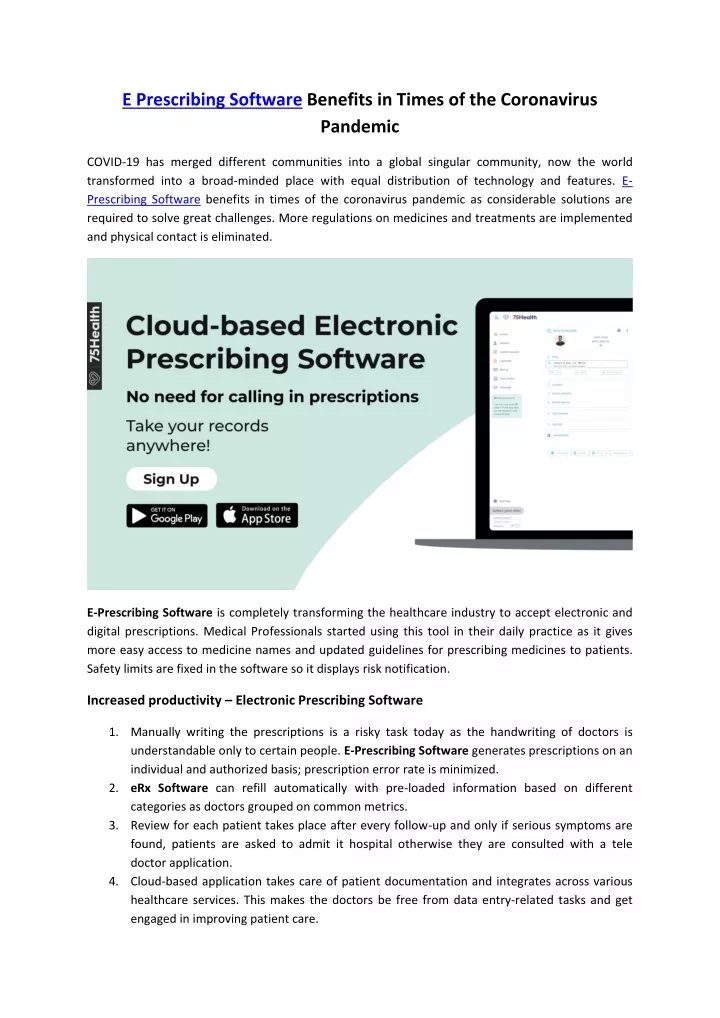 e prescribing software benefits in times