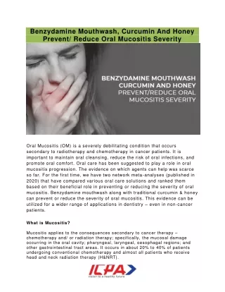 Benzydamine Mouthwash, Curcumin And Honey Prevent and Reduce Oral Mucositis Severity-converted