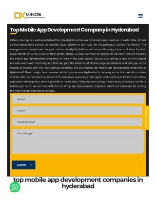 Best Mobile App Development Company in Hyderabad DxMinds