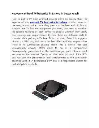 Heavenly android TV box price in Lahore in better reach