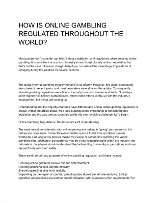 how is online gambling regulated throughout