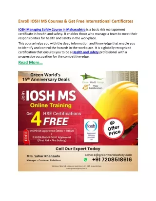 iosh managing safely course in maharashtra