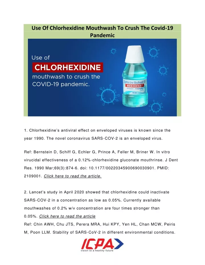 use of chlorhexidine mouthwash to crush the covid