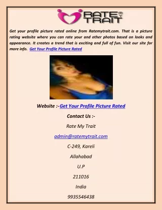 Get Your Profile Picture Rated