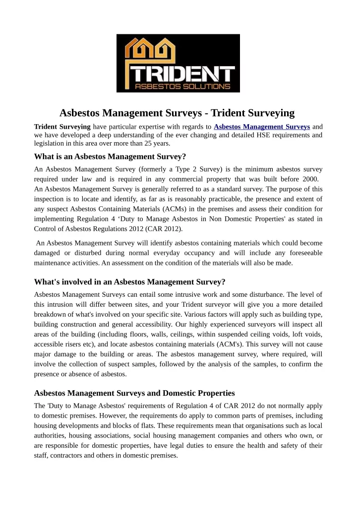 asbestos management surveys trident surveying