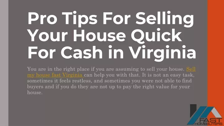pro tips for selling your house quick for cash in virginia