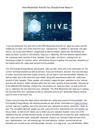 hive blockchain and all you should know about it
