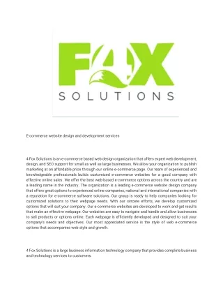 E-commerce website design and development services- 4foxsolutions
