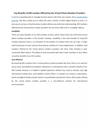 Benefits of DID number Offered by the Virtual Phone Number Providers