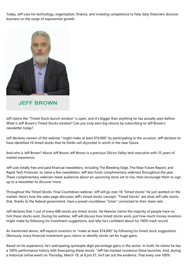 Is Jeff Brown A Scam - Jeff Brown Investor Reviews