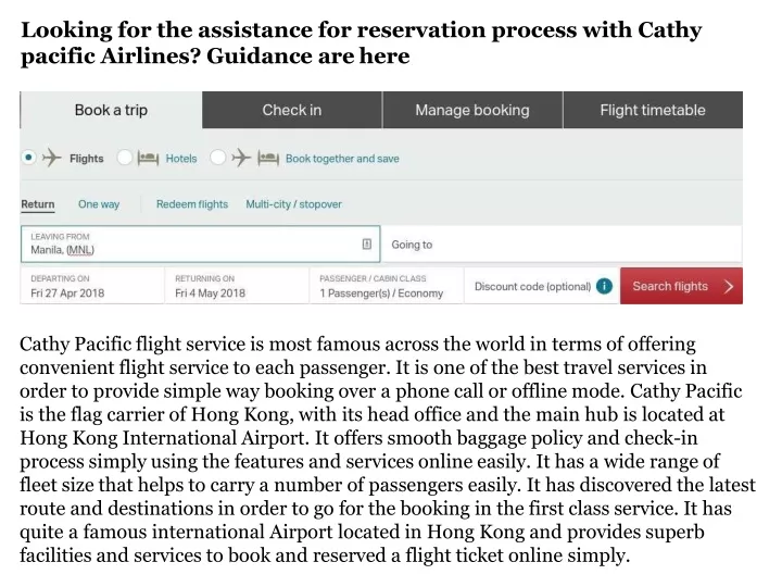looking for the assistance for reservation process with cathy pacific airlines guidance are here